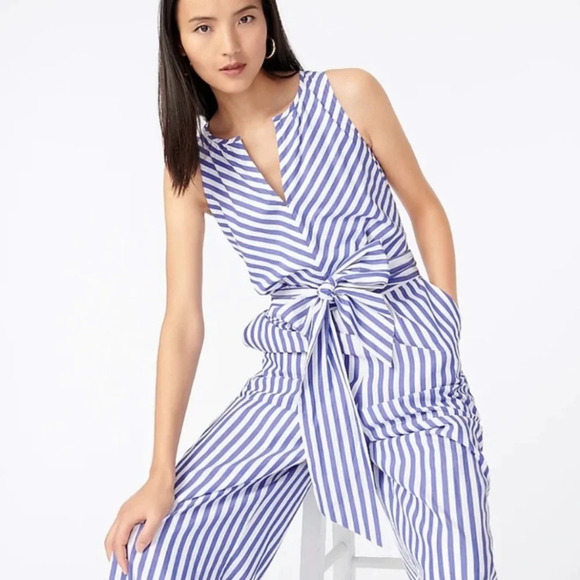 J. Crew Pants - J.Crew V-neck Jumpsuit Striped cotton Poplins